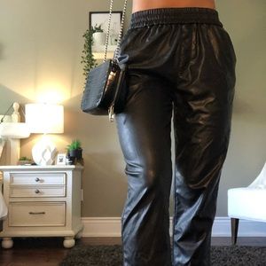 Leather cropped pants